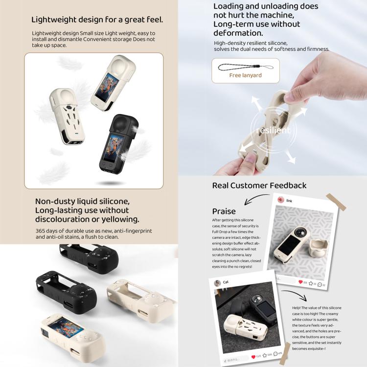 For Insta360 X5 STARTRC Silicone Protective Cover with Lens Cover