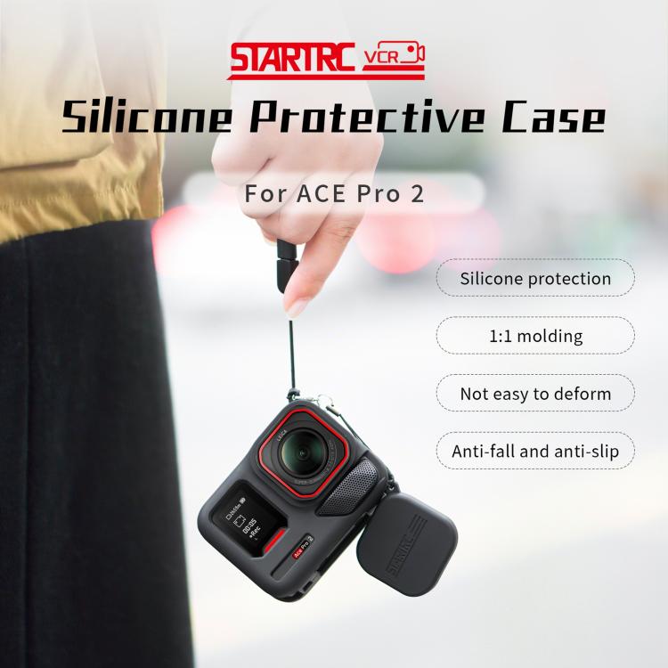 For Insta360 Ace Pro 2 STARTRC Body Silicone Case with Lens Cap & Lanyard