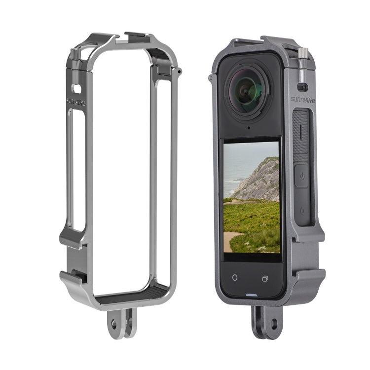 For Insta360 X4 Sunnylife Metal Protective Cage Rig with Cold Shoe Bases & Tripod Adapter, Metal Protective Cage