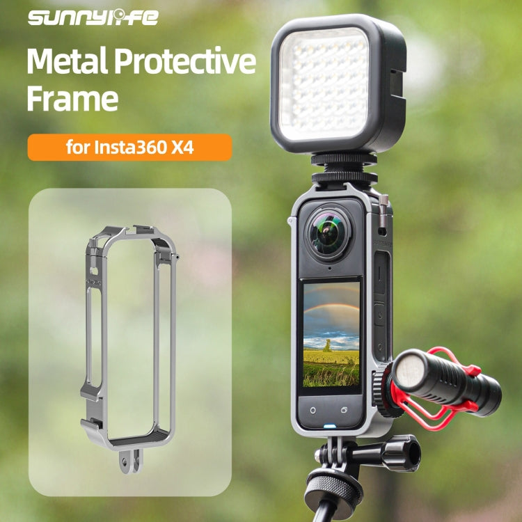 For Insta360 X4 Sunnylife Metal Protective Cage Rig with Cold Shoe Bases & Tripod Adapter, Metal Protective Cage