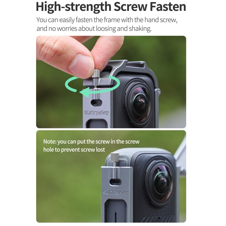 For Insta360 X4 Sunnylife Metal Protective Cage Rig with Cold Shoe Bases & Tripod Adapter, Metal Protective Cage