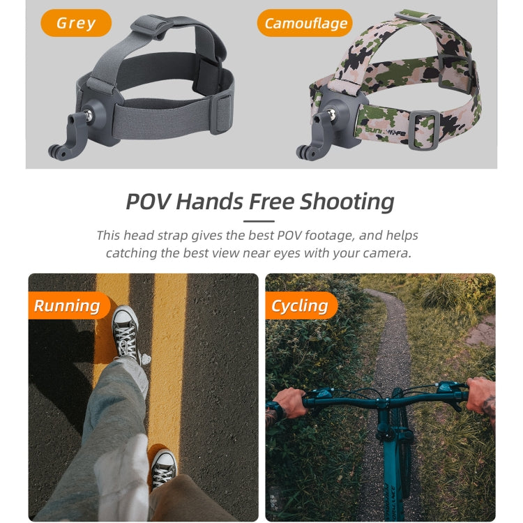 Sunnylife TD672 Adjustable Head Strap Vlog POV Mount Belt for GoPro, Insta360, DJI Osmo Action and Other Action Cameras