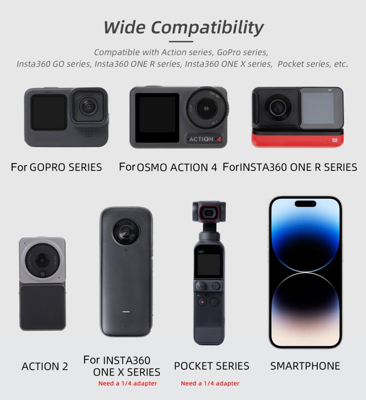 Sunnylife TD672 Adjustable Head Strap Vlog POV Mount Belt for GoPro, Insta360, DJI Osmo Action and Other Action Cameras