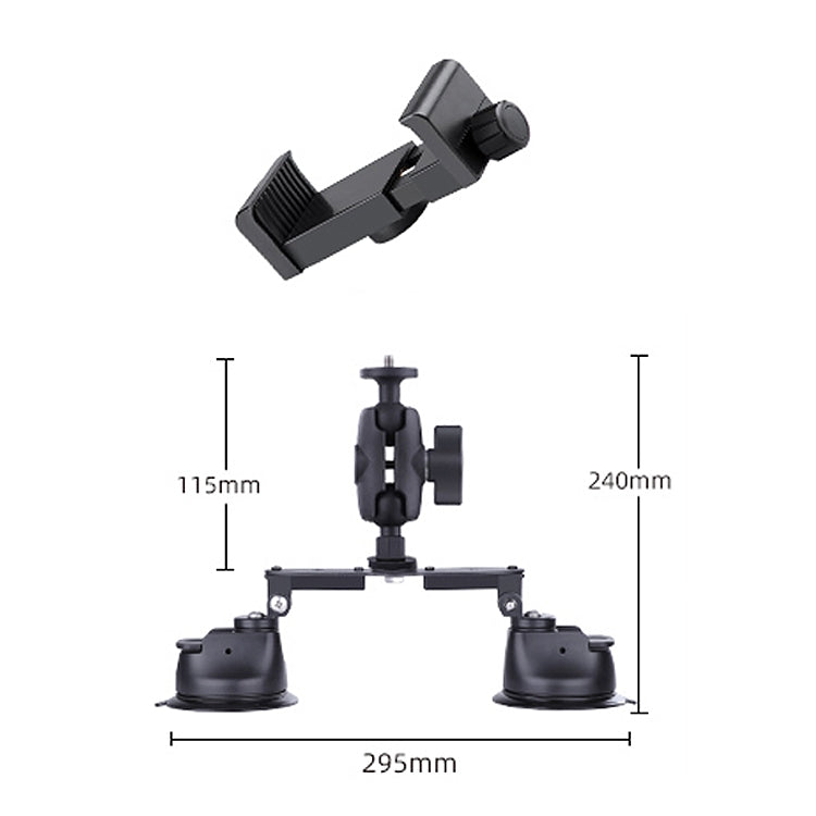 Dual-leg Suction Cup Connecting Rod Arm Phone Clamp Mount, Dual-leg Suction Cup Connecting Rod