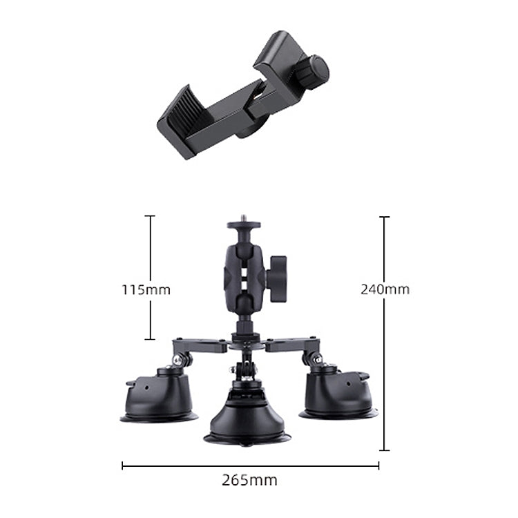 Tri-leg Suction Cup Connecting Rod Arm Phone Clamp Mount, Tri-leg Suction Cup Connecting Rod