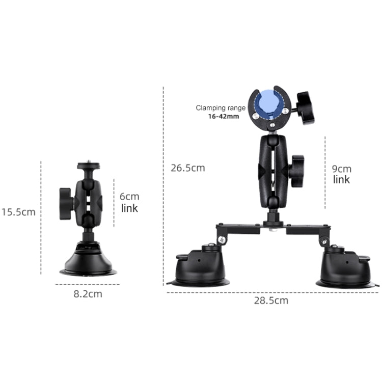 Dual-leg Suction Cup + Single Suction Cup with Selfie Stick Kits, Suction Cup Selfie Stick