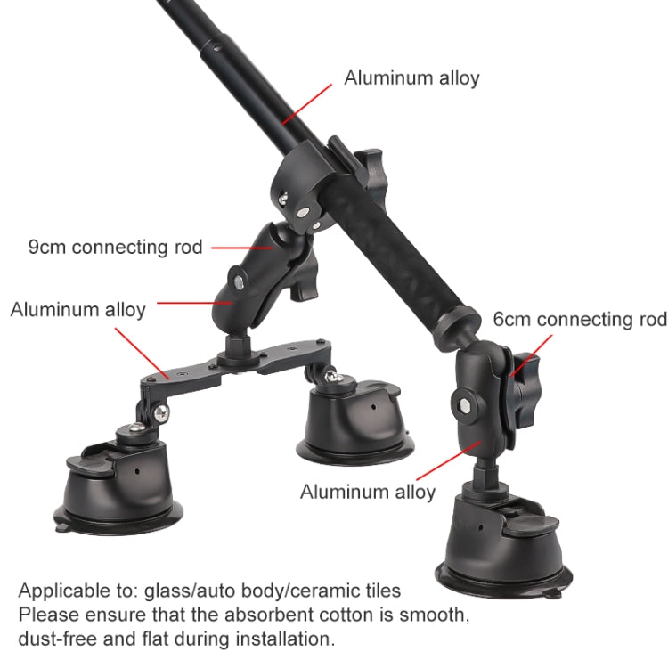 Dual-leg Suction Cup + Single Suction Cup with Selfie Stick Kits, Suction Cup Selfie Stick