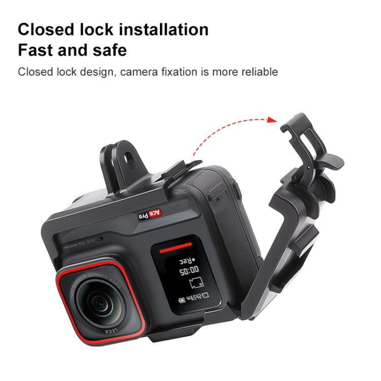 For Insta360 Ace / Ace Pro PC Cage Expansion Adapter Frame with Dual Cold Shoe Bases