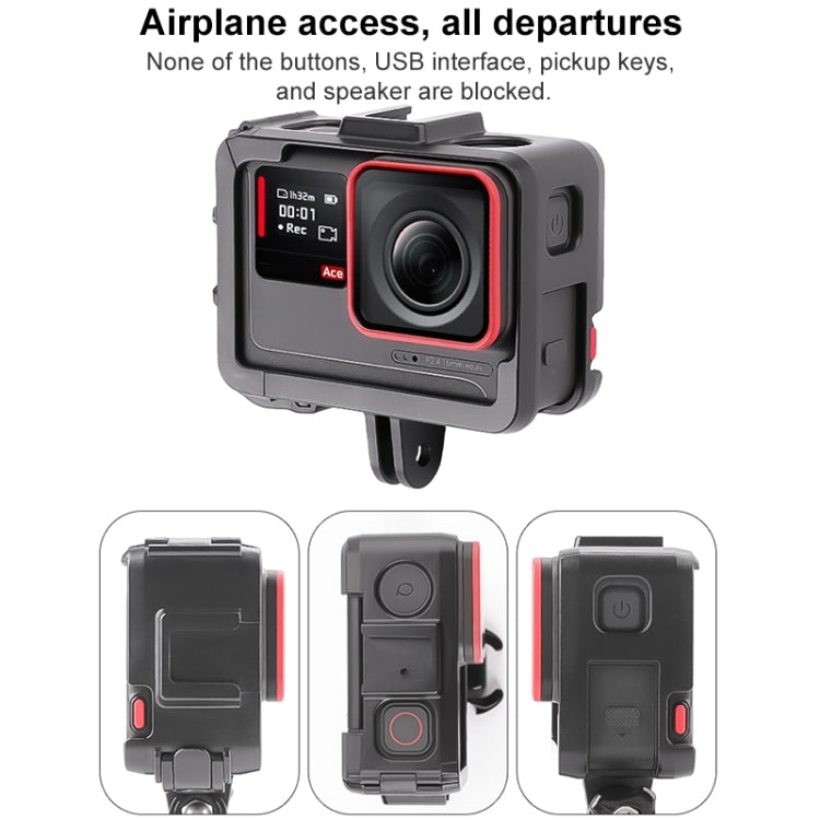 For Insta360 Ace / Ace Pro PC Cage Expansion Adapter Frame with Dual Cold Shoe Bases