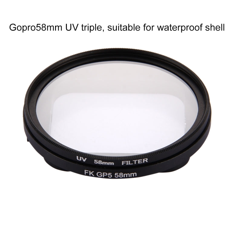 58mm 3 in 1 Round Circle UV Lens Filter with Cap for GoPro HERO7 Black/6 /5, 58mm UV Lens