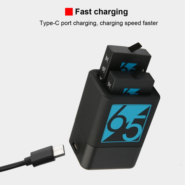 Dual Batteries Charger with USB-C / Type-C Cable for GoPro HERO6 /5, Charger with TYPE-C Cable