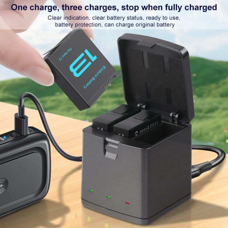 For GoPro HERO13 Black 3-Battery Charging Box Storage Case, For GoPro HERO13 Black