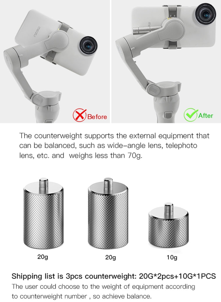 STARTRC Adjustment Balancing Weight Anti-Shake 50g Counterweight for DJI OM4 / OSMO Mobile 3 Gimbal Stabilizer