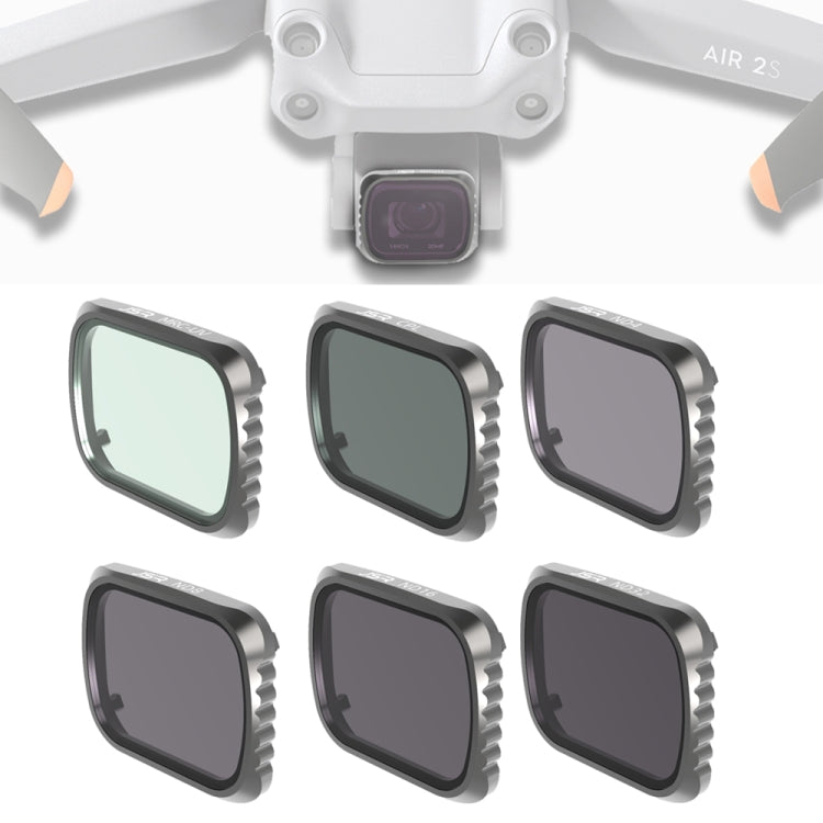JSR KS 6 in 1 UV + CPL + ND4 + ND8 + ND16 + ND32 Lens Filter for DJI Air 2S, Aluminum Frame, UV + CPL + ND4 + ND8 + ND16 + ND32
