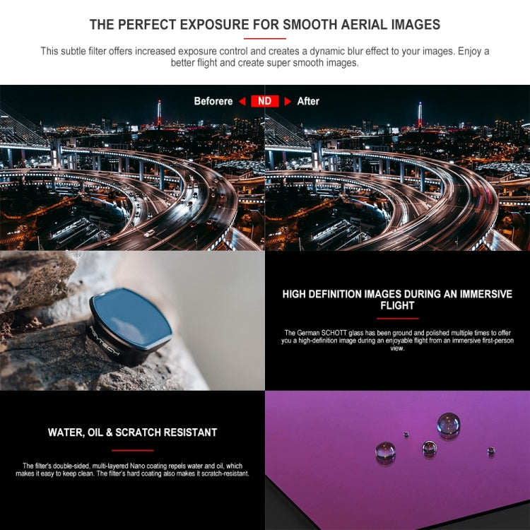 PGYTECH 3 PCS ND4+ND8+ND16 Drone Lens Filter for DJI FPV, ND 4 8 16