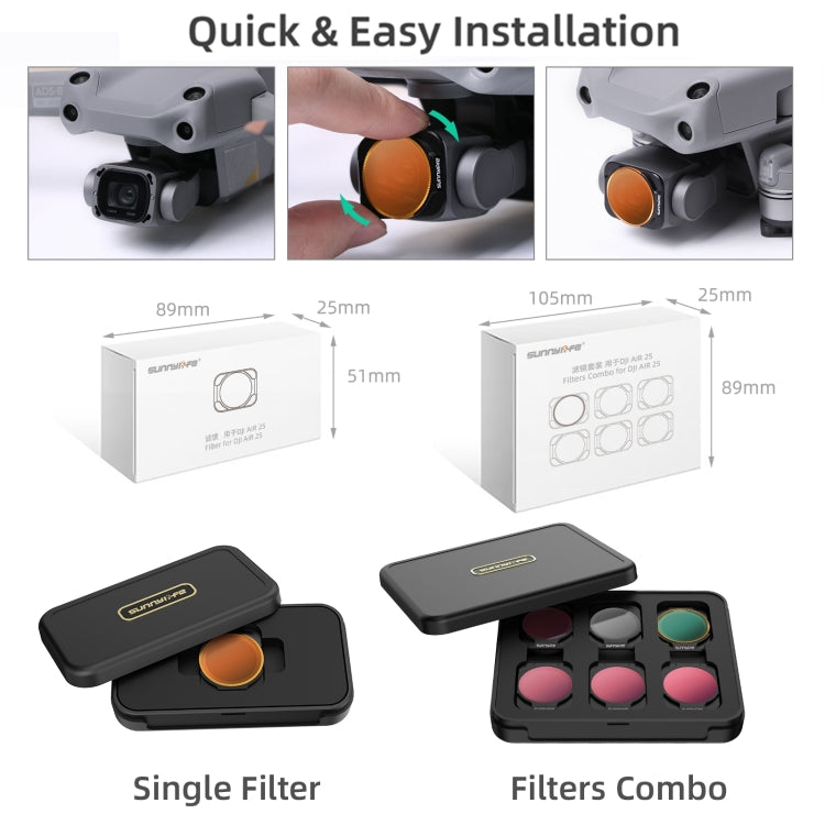 Sunnylife A2S-FI9348 4 in 1 MCUV+CPL+ND4+ND8 Lens Filter for DJI Air 2S, 4 in 1 Filter