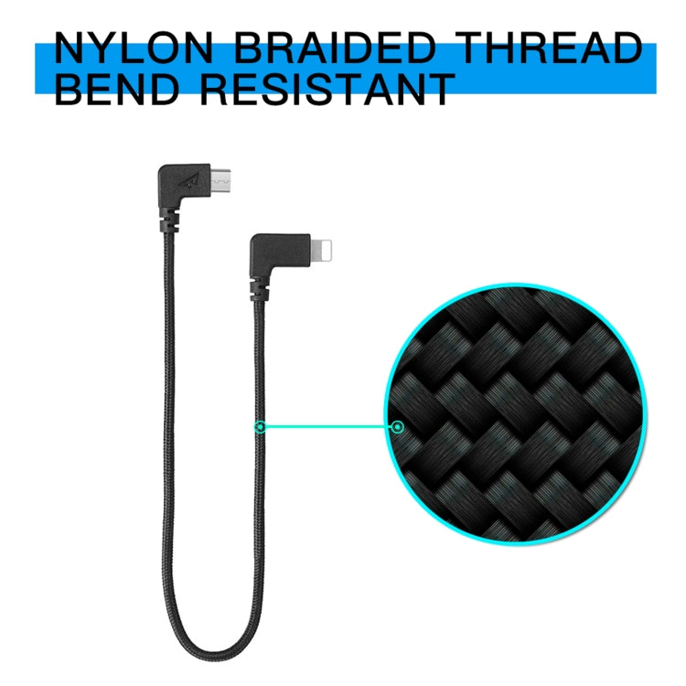 RCSTQ 29cm Woven Nylon Micro USB to 8 Pin Data Cable for DJI Mavic Mini / Air / Spark & Mavic 2 Pro & Zoom Remote Controller, iPhone, iPad