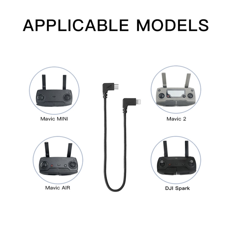 RCSTQ 29cm Woven Nylon Micro USB to 8 Pin Data Cable for DJI Mavic Mini / Air / Spark & Mavic 2 Pro & Zoom Remote Controller, iPhone, iPad