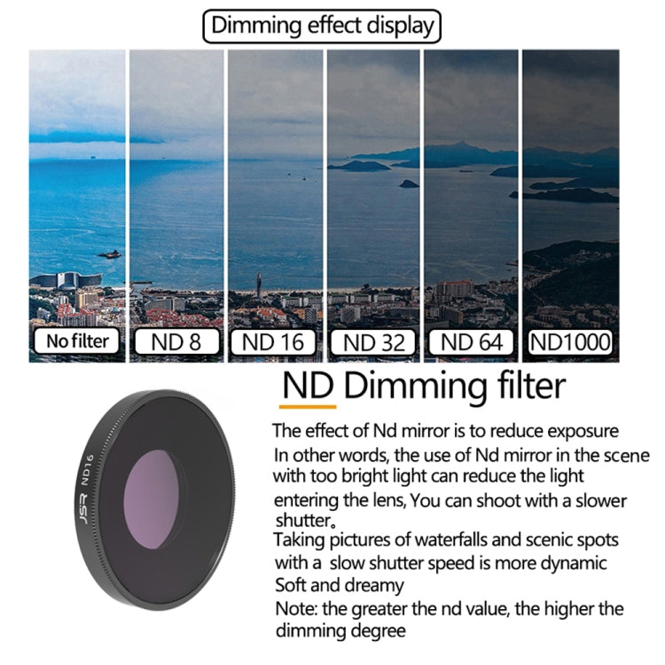 JSR 4 in 1 UV CPL ND8 ND16 ND32 ND64 Lens Filter For DJI Osmo Action 3, 6 in 1