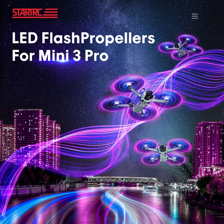 For DJI Mavic Mini 3 Pro STARTRC 2 Pairs Color LED Flash Lamp Low Noise Propellers, For DJI Mavic Mini 3 Pro