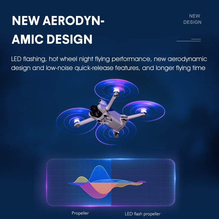 For DJI Mavic Mini 3 Pro STARTRC 2 Pairs Color LED Flash Lamp Low Noise Propellers, For DJI Mavic Mini 3 Pro