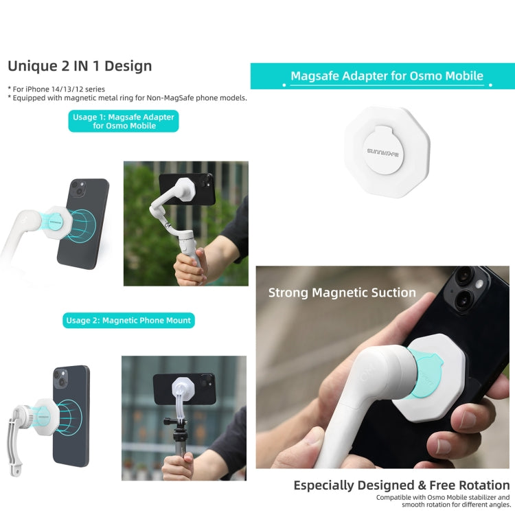 For DJI OM6 / 5 / 4 / 4 SE  Sunnylife ZJ561 Magsafe Adapter Phone Holder, For DJI OM6 / 5 / 4 / 4 SE Magnetic Adapter