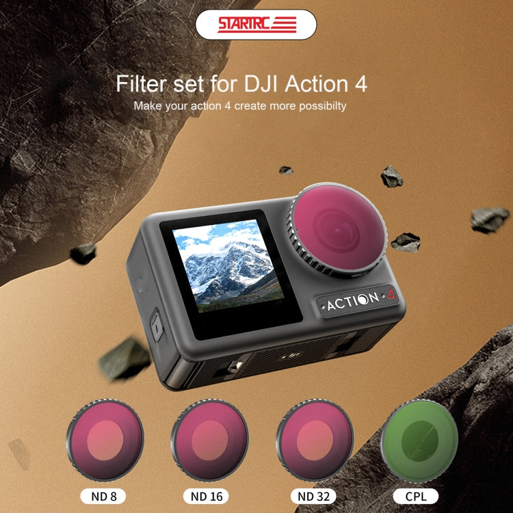 For DJI Action 4 STARTRC 4 in 1 ND8 + ND16 + ND32 + CPL Lens Filter, For DJI Action 4 (ND8/16/32/CPL)