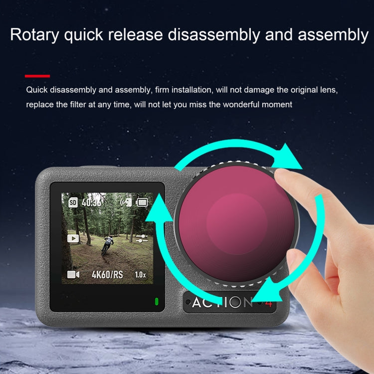 For DJI Action 4 STARTRC 4 in 1 ND8 + ND16 + ND32 + CPL Lens Filter, For DJI Action 4 (ND8/16/32/CPL)