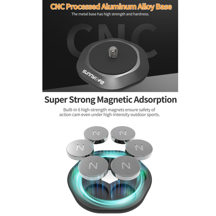 Sunnylife Universal Metal Magnetic Base 1/4 inch Adapter Aluminium Alloy Pivot Stand Base, DZ753