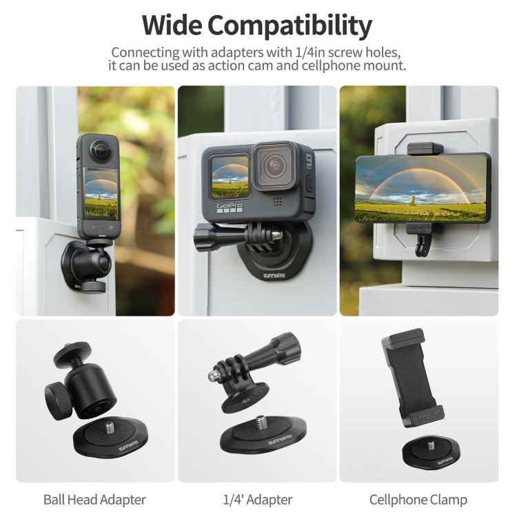 Sunnylife Universal Metal Magnetic Base 1/4 inch Adapter Aluminium Alloy Pivot Stand Base, DZ753