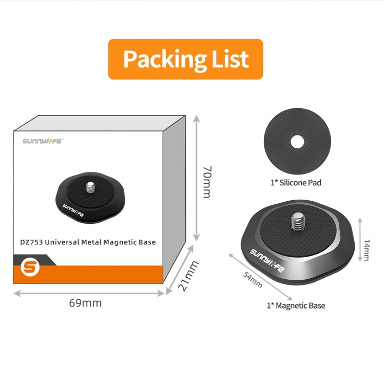 Sunnylife Universal Metal Magnetic Base 1/4 inch Adapter Aluminium Alloy Pivot Stand Base, DZ753