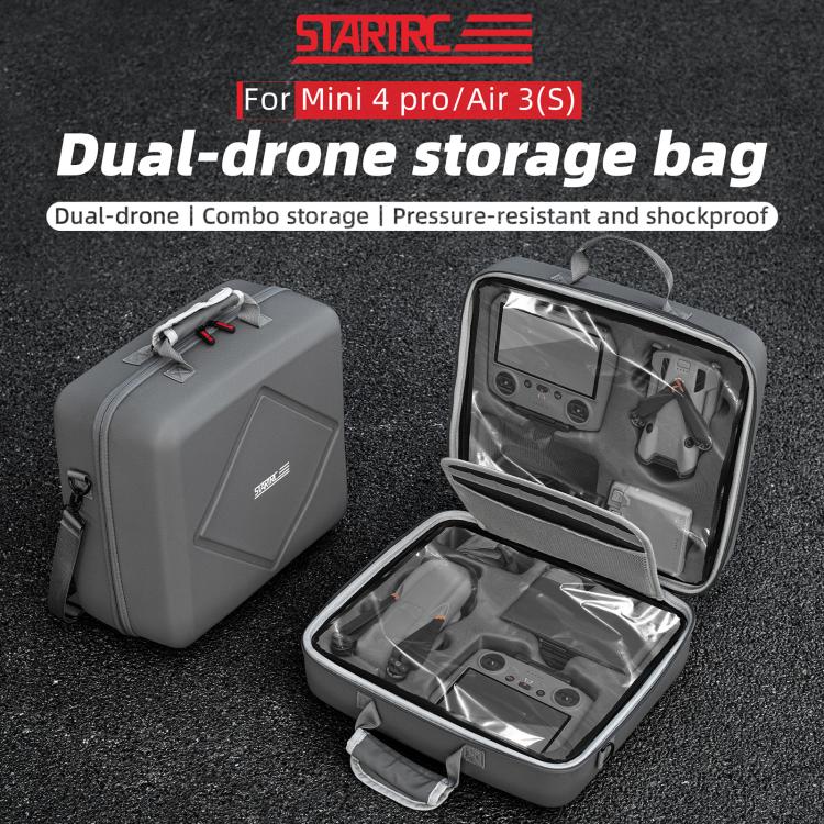 For DJI Air 3 / Air 3S / Mini 4 Pro STARTRC Dual-Drone Shoulder Storage Bag PU Handbag, For DJI Air 3 / Air 3S / Mini 4 Pro