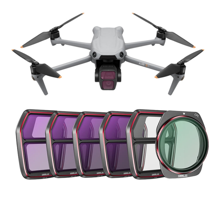 For DJI Air 3S STARTRC 6 in 1 ND8 ND16 ND32 ND64 UV CPL Lens Filter, ND8 ND16 ND32 ND64 UV CPL