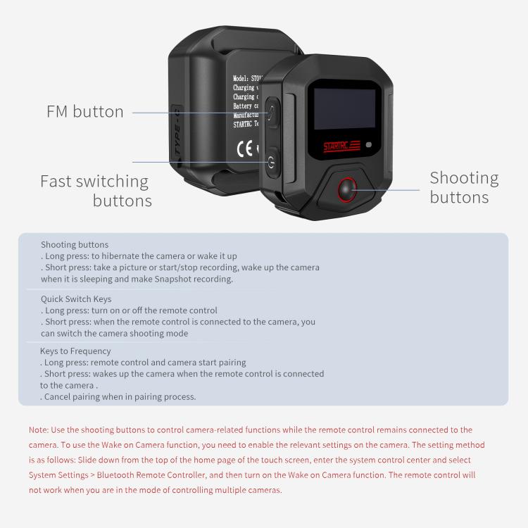 STARTRC GPS Bluetooth Remote Control For Insta360 X4 Series / Ace Pro Series / GO 3S Series, For Insta360 X4 Series