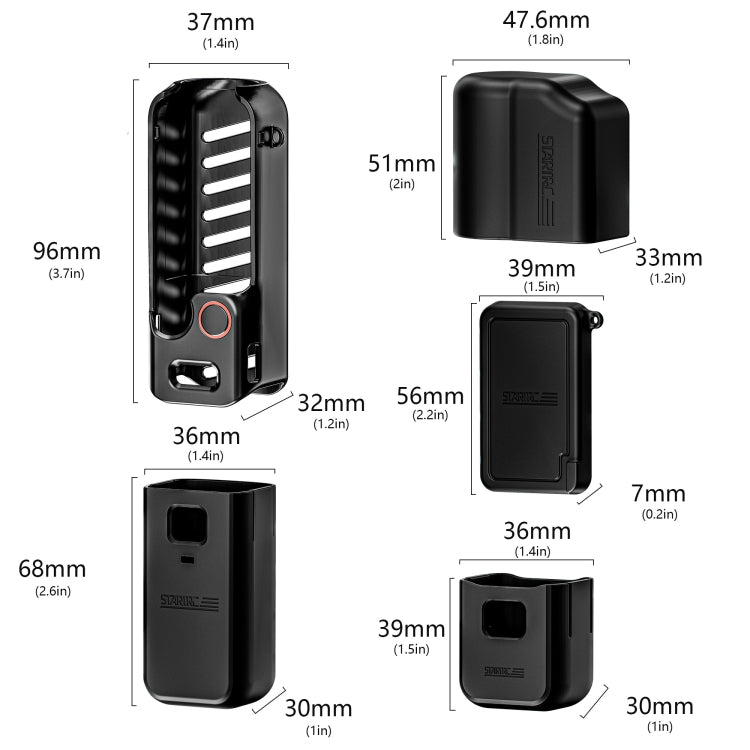 For DJI OSMO Pocket 3 STARTRC 5 in 1 Body Lens Handle Screen Silicone TPU Case, 5 in 1 Case