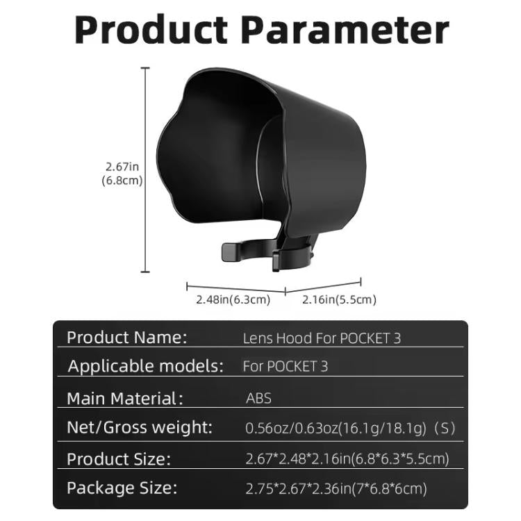 For DJI OSMO Pocket 3 BRDRC Sunshade Lens Protective Cover Hood, For DJI OSMO Pocket 3
