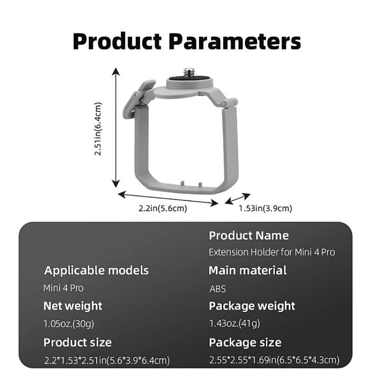 For DJI Mini 4 Pro BRDRC Action Camera Holder Bracket Adapter Drone Gimbal Extension Mount, For DJI Mini 4 Pro