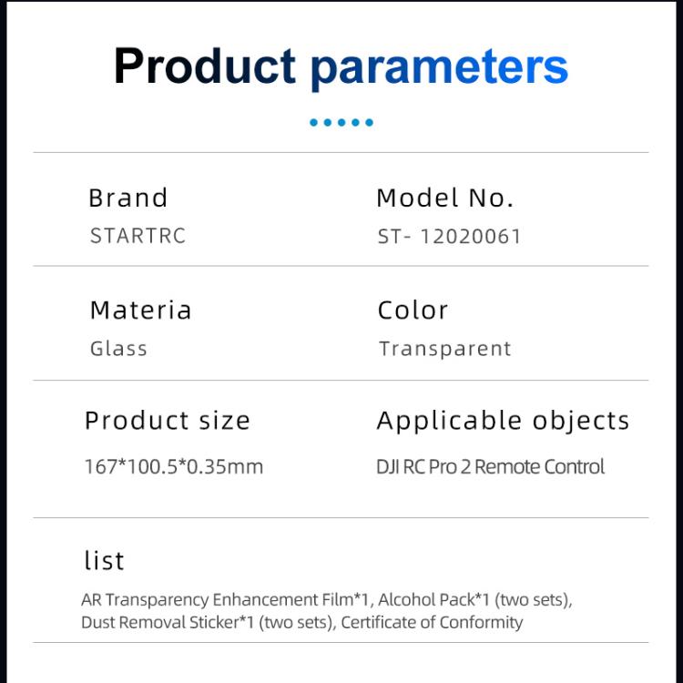 STARTRC HD AR Tempered Glass Film for DJI Mavic 4 Pro / RC Pro 2, HD AR Glass Film