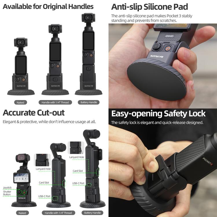 For DJI Osmo Pocket 3 Sunnylife Magnetic Base Mount Tabletop Base Stand Holder, OP3-MZ982