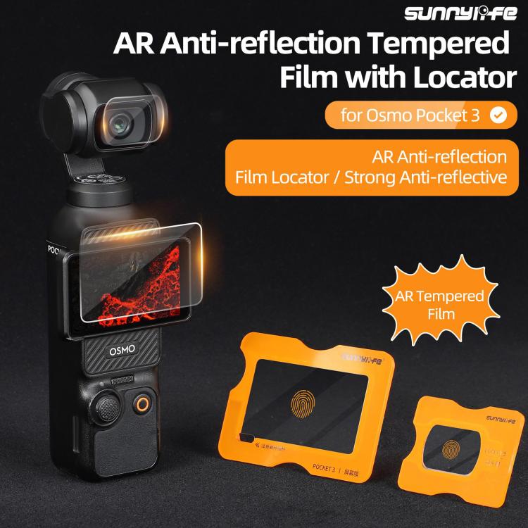 For DJI Osmo Pocket 3 Sunnylife Lens Screen Protector AR Anti-reflection Tempered Glass Film with Film Locator, Lens Screen Protector