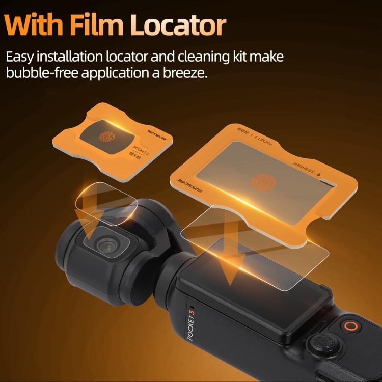 For DJI Osmo Pocket 3 Sunnylife Lens Screen Protector AR Anti-reflection Tempered Glass Film with Film Locator, Lens Screen Protector