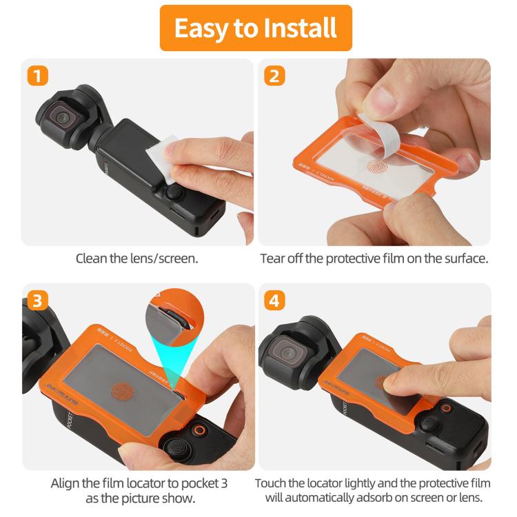 For DJI Osmo Pocket 3 Sunnylife Screen Protector AR Anti-reflection Tempered Glass Film with Film Locator, Screen Protector
