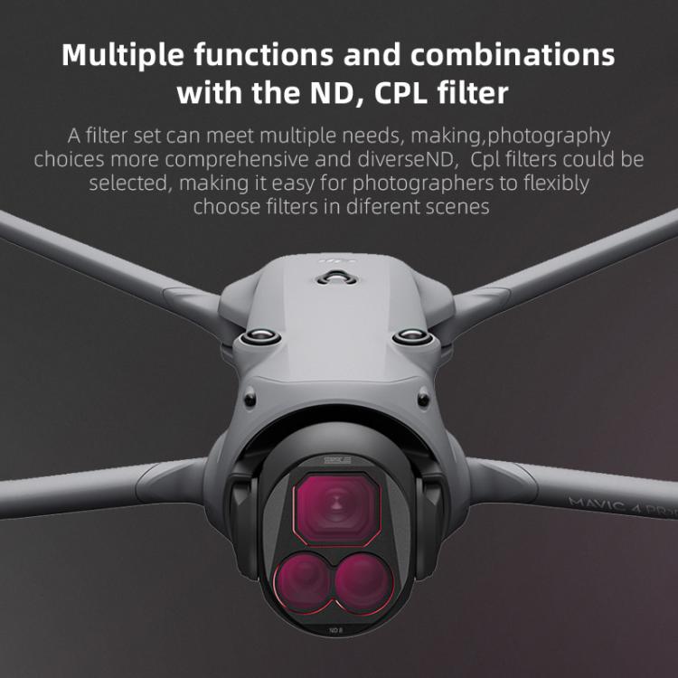 For DJI Mavic 4 Pro STARTRC 4 in 1 CPL ND8 ND32 ND64 Lens Filter Kit, CPL ND8 ND32 ND64