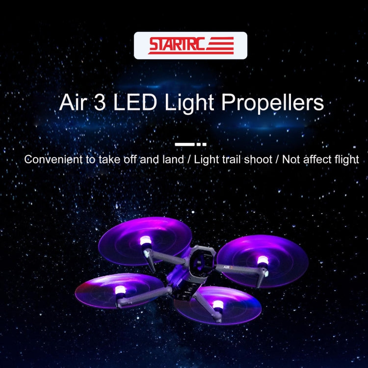 For DJI Air 3 STARTRC 2 Pairs Color LED Flash Lamp Low Noise Propellers, For DJI Air 3