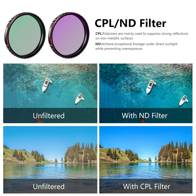 For DJI Osmo Action 5 Pro STARTRC 4 in 1 CPL ND8 ND16 ND32 Camera Lens Filter, For DJI Osmo Action 5 Pro