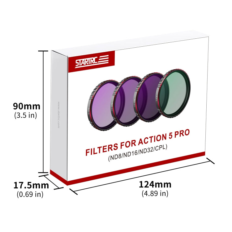For DJI Osmo Action 5 Pro STARTRC 4 in 1 CPL ND8 ND16 ND32 Camera Lens Filter, For DJI Osmo Action 5 Pro