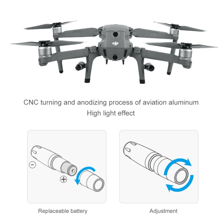 PGYTECH P-HA-030 LED Night Flight Light Shock Absorption Landing High Stand for DJI Mavic 2, P-HA-030 For DJI Mavic 2