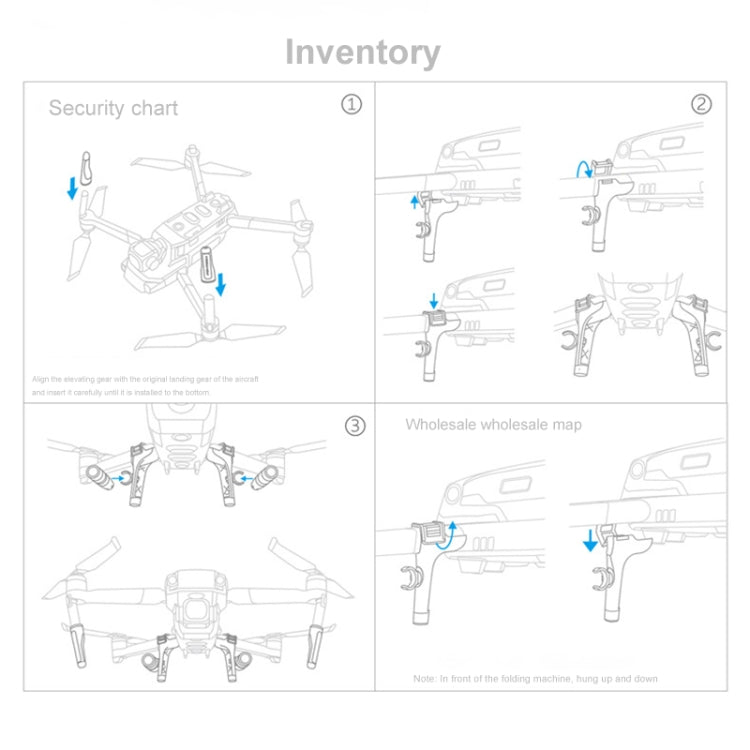 PGYTECH P-HA-030 LED Night Flight Light Shock Absorption Landing High Stand for DJI Mavic 2, P-HA-030 For DJI Mavic 2