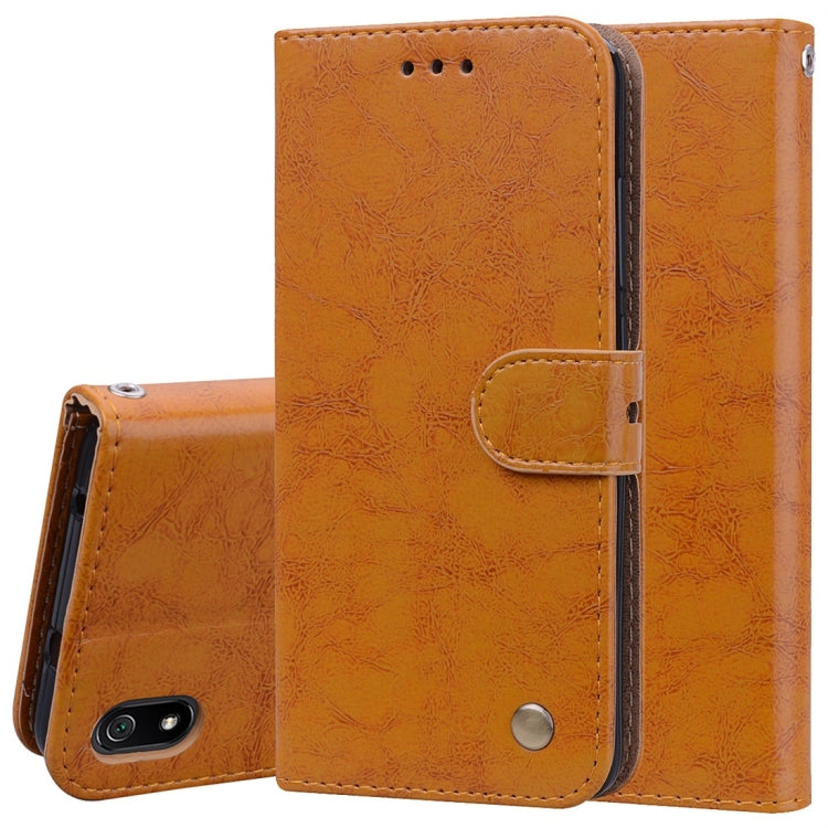 Business Style Oil Wax Texture Horizontal Flip Leather Case for Xiaomi Redmi 7A, with Holder & Card Slots & Wallet