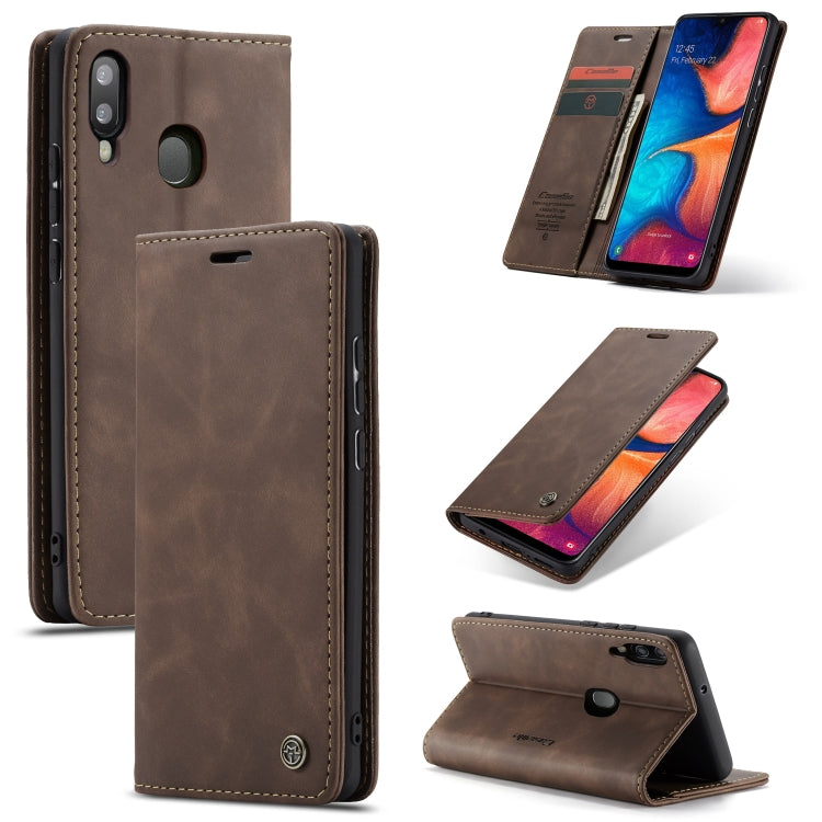 CaseMe-013 Multi-functional Retro Frosted Horizontal Flip Leather Case with Card Slot & Holder & Wallet, For Galaxy A20e